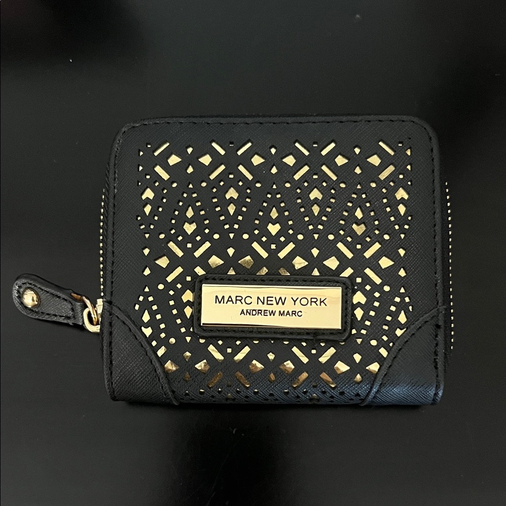 Marc New York Black Wallet with Gold Detailing